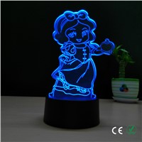 Foreign trade beautiful Snow White 3 d small night light creative colorful romantic atmosphere birthday present LED desk lamp