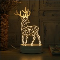 3D Deer Lamp Table Desk Lamp 5W 110V-260V 1.5m Stereoscopic Flash Night Light With Button Switch Brand New