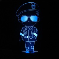 3D Smart LED Night Lamp with Handsome Police Shape Lamp Colorful Nightlights as Birthdays Gifts &amp; House Decorations
