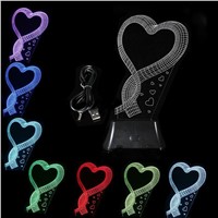 USB 3D LED Table Lamp Night Light&amp;amp;#39;s room Night Light Christmas Gift NEW Single Heart