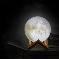 Night light RGB LED 3D Print Simulation Moon Lamp  Touch-Sensing Switch Charging table lamp  Romantic Gift Night Light for room