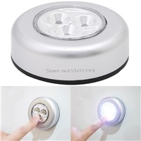 1Pc 3 LED Car Home Wall Camping Touch Light Push Lamp Battery Powered Night Light New #G205M# Best Quality