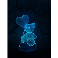 Baby Kids Night 3D Lamp LED Lighting Color Change Sensor LED Bear Night Light Heart Balloon Home Room Decoration Best Child Gift