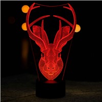 Art 3D LED Illusion Elk Shape Night Lights LED 5V USB Cable Desk Lamp as Bedroom Decorations lights