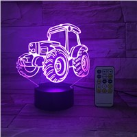 Remote or Touch Control USB Line Battery Operated Light Creative 3D LED Light Tractor 7 Color Changing Nightlight Desk Deco Lamp