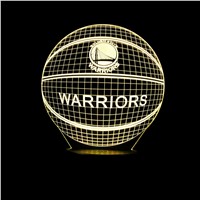 NBA Logo Golden State Warriors LED 3D Night Light 7 Colors Changing Sleeping Table Desk Lampe Lamp  Bedroom Sports Fans Decor
