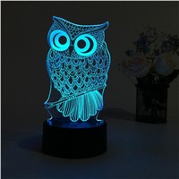 Mabor USB Owl 3D Night Light Lighting 7 Colors Change LED Table Desk Lamp Xmas Fashion Hot Sale