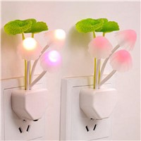 1pcs Novelty US &amp;amp;amp; EU Plug Led Night Light Induction Dream Mushroom Fungus 3 LEDs Lamp