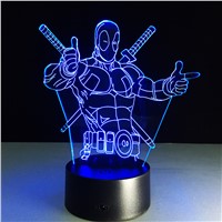 Creative Marvel Anti-hero Deadpool Colorful LED Night Light Color Changing Table Lamp Bedroom Decor Gift