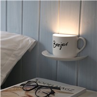 Intelligent Night Light USB Charge Novelty Coffee Cup Shaped With Bonjour Letters Voice Sensor LED Lamp Home Decoration