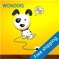 Discount 2017 New Wallpaper Stickers Paper Wall Lamp Novelty Kid Baby Bedroom 3D Cartoon Night Light Home Decor Dog DIY babgRoom