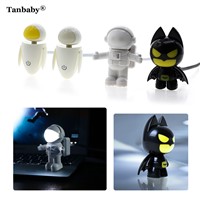 Tanbaby Mini Reading Night Lamp Children USB Tube Cartoon LED Night Light for PC Laptop Notebook Spaceman/EVA Robot/Bateman Kids