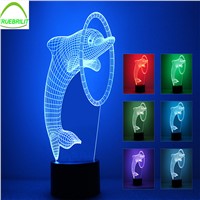 7 Color Dolphin Lamp 3D Visual Led Night Lights for Kids Touch USB Table Lampara Lampe Baby Sleeping Nightlight