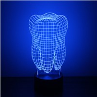 Tooth 3D LED Night Light Fantastic Illusion Acrylic Colorful Kids Baby Bedroom USB Table Lamp Cool Lamp As Gift For Dentist