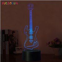 Creative 3D Night Lamp Guitar Model 3D Illusion Lamp LED USB Touch Sensor Night Lights as Christmas Gifts
