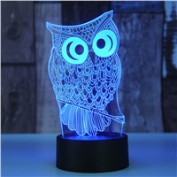 7 Color Owl Lamp 3D Visual Led Night Lights for Kids Touch USB Table Lampara Lampe Baby Sleeping Nightlight Holiday Party Gifts