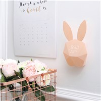 Bunny Rabbit LED Night Light with Alarm Clock Decor Desktop Table Wall Clock Night Light for Bedroom