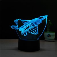 3D Night Light Novelty Illusion Plane Air Night Lamp USB LED 7 Color Changing Birthday Party Atmosphere Lamp Gift Touch Control