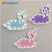 Lumiparty Creative Wooden Swan Night Light Kids Bedroom Wall Decorations LED Neon Sign Decor Baby Mural Crafts Gifts