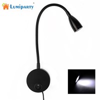 LumiParty 3W LED Bedside Lamps Flexible Gooseneck Arm Reading Light Wall Mounted Aluminum Material 360 Degree LED Night Light
