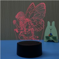 Lovely Butterfly Fairy 3d Lamp USB Touch Switch LED Night Light Children Bedroom Atmosphere 3D Illusion Lamp Christmas Lights
