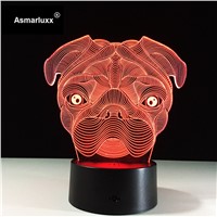 Cute Pug Dog Night Light The Cartoon Baby Animal Led Light Shape LED Lamp 3D Baby Night Light Belldog for kids toys dropshipping