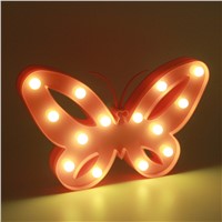 3D Marquee Pink Butterfly Lamp With 14LED Battery Operated Night Light Warm White Indoor Lighting