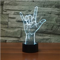 I Love You Sign Languag 3D Night Light Instruments Lamp 7 Colors LED USB 3D Bedside Lamp Home Decor For Kids Toy Gift