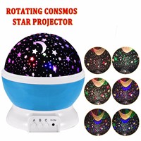 2pcs/pack New Star Moon Sky Rotation Night Light Romantic Projector Light  with High Quality Kids Bedsides Led Star Moon Lamp