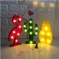 3D Flamingo Pineapple Cactus Night Lights 8 Style Marquee LED Letter Night Lamp For Baby Bedroom Decoration Kids Gift M01