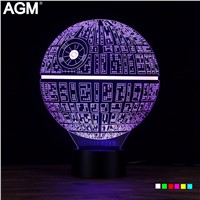 AGM Star Wars Death Star LED 3D Lamp Night Light Luminaria Novelty USB Touch 7 Colors Changable Desk Lighting For Kid Gift Toys