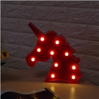 LumiParty Cute Unicorn Head Led Night Light Animal Marquee Lamps On Wall For Children Party Bedroom Decor Kids Gifts