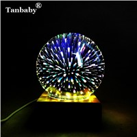 Tanbaby DC5V USB powered 3D illusion Led lamp 3W Creative Round led night lights Multicolor Fireworks indoor decoration Party