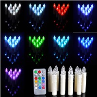 Boruit 10pcs Birthday Candle Lights LED 12 Color Party Wedding Christmas New Year Home Decor Light Wireless Remote Night Lights