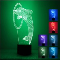 Led cartoon dolphin night light acrylic lamp bedroom living room decorative lights 3D night light