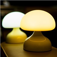 ICOCO USB Rechargeable Cartoon Silicone Mushroom LED Night Light Table Lamp Bedroom Decor Battery Powered + Hanging Hook 4Color