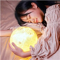 RU Creative 3D Print Moon Lamp with Touch-Sensing Switch Changeable Color Pure Warm White Led Night Lights For Decoration