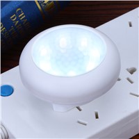Round 8 LED Body Motion Sensor Activated Small  Wall Lights Night  for Hallway Pathway Auto On/Off EU Plug White