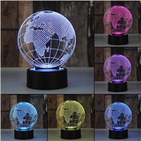3D Acrylic Globe Nightlight Visual Led Night Lights for Home Bedside Night Lamp for Child Gift USB Table Lamp Nightlight