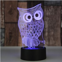 3D Acrylic Owl Nightlight Visual Led Night Lights for Home Bedside Night Light for Child Gift USB Table Lamp Nightlight