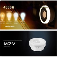 0.5W/2W 200-240Vac LED PIR and light sensor Socket night lamp ,infrared ray human detect  light 4000K neutral white