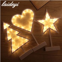 LAIDEYI Battery Drive LED Night Light Stars Christmas Tree Love Heart Table Lamp Girl Room Decoration Warm White Toilet Light