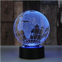Colorful 3D Lampe Optical Illusion LED Lamp 3D European Globe Shape Luminaria Night Light With USB Cable Terrestrial Table Lamp