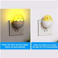 Hot 1pc EU Plug Wall Socket Lamps LED Night Light AC 220V Light Control Sensor Yellow Duck Bedroom Lamp Gift for Children Cute