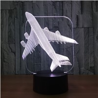 Jet AirPlane Warplane Fly To Earth Aircraft Helicopter 3D LED Lamp 7 Color Change Baby Bedroom Table Lamp Best Home Deco Gift