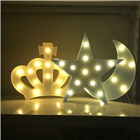 Decorative Letters Light Star Cloud Crown Shape LED Plastic Moon 2xAA Battery LED Marquee Sign for Home Christmas Decoration