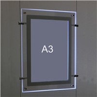 (2unit/column) A3 Single Sided Wall &amp;amp;amp; Ceiling Hanging Illuminated Window Poster Frame,Led Light Pockets for Properties