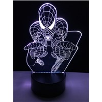 Creative Superhero Man Figure 3D LED Spider Nightlight USB colorful Mood Table Home Decor Living Room Atmosphere Desk Lamp Gifts