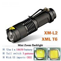 Mini Rechargeable Torch CREE XM-L2 XML T6 LED Flashlight18650 Battery waterproof camping tactical Flash light
