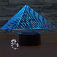 3D LED Hologram Illusion Pyramid Light 7 Colors Changing 3D Lamp Mini USB Table Light With Touch Switch